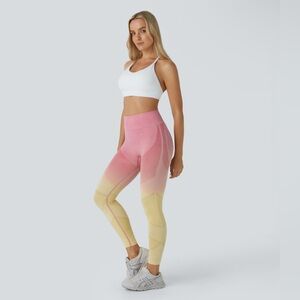Halara Seamless Pink and Yellow Ombre Leggings